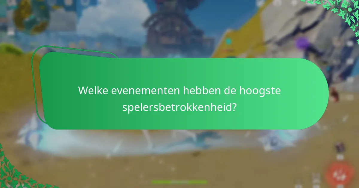 Welke evenementen hebben de hoogste spelersbetrokkenheid?